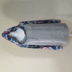 LoveU.Dear Heathered Gray Floral Contrast Hoodie Size XL